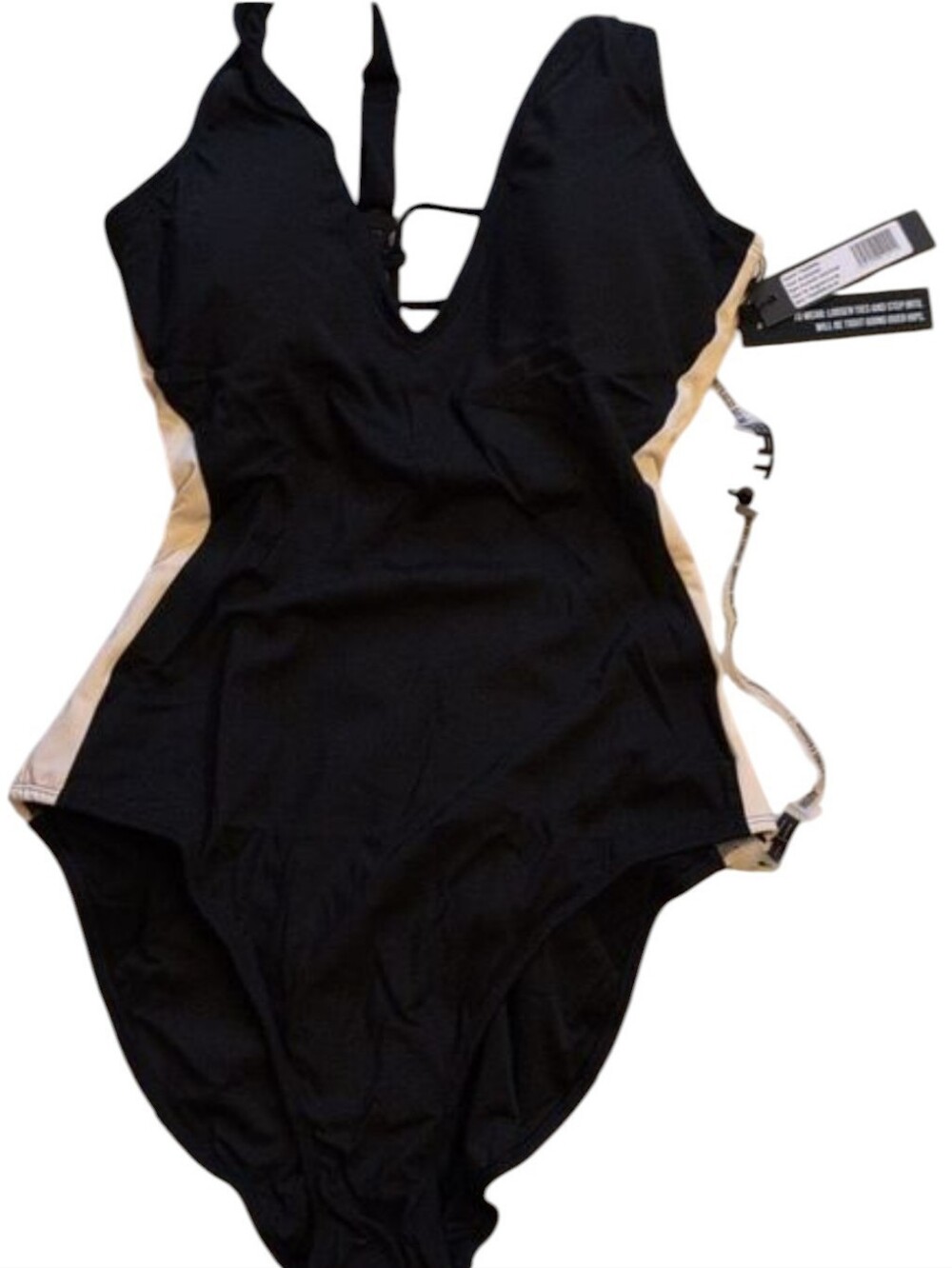 NWT TA3 Plungey Contour Corset Back One Piece Swimsuit Black Oat Sculpting XL